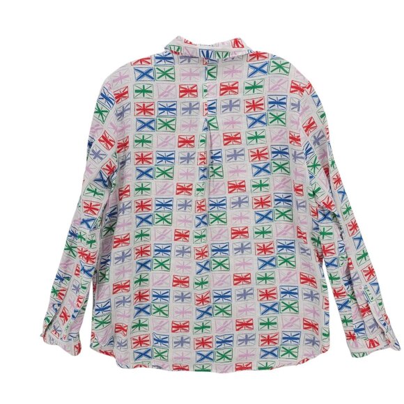BODEN 100% Linen Button Up Shirt Long Sleeve Colorful Geometric Pattern US 8R - Picture 4 of 8